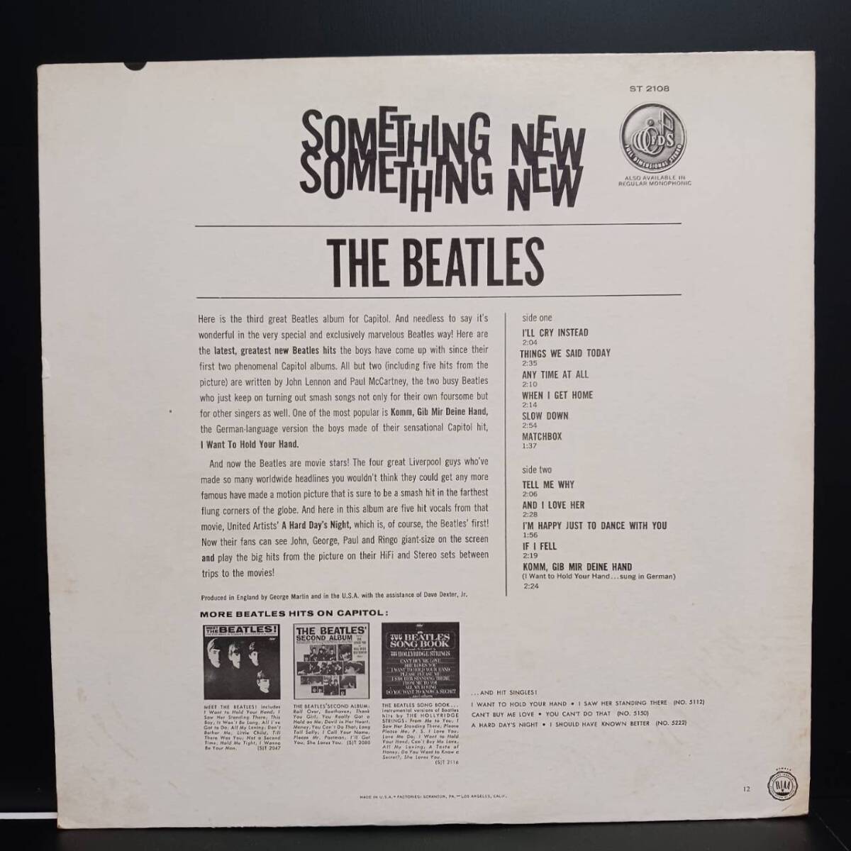 LPレコード 輸入盤 US ビートルズ THE BEATLES SOMETHING NEWキャピタル 管理番号YH-148_画像2