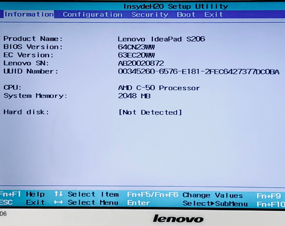 LC3112C lenovo Idea Pad S206 CPU: Intel(R)AMD C-50 HDD/OS:なし メモリ:2GB N_画像7