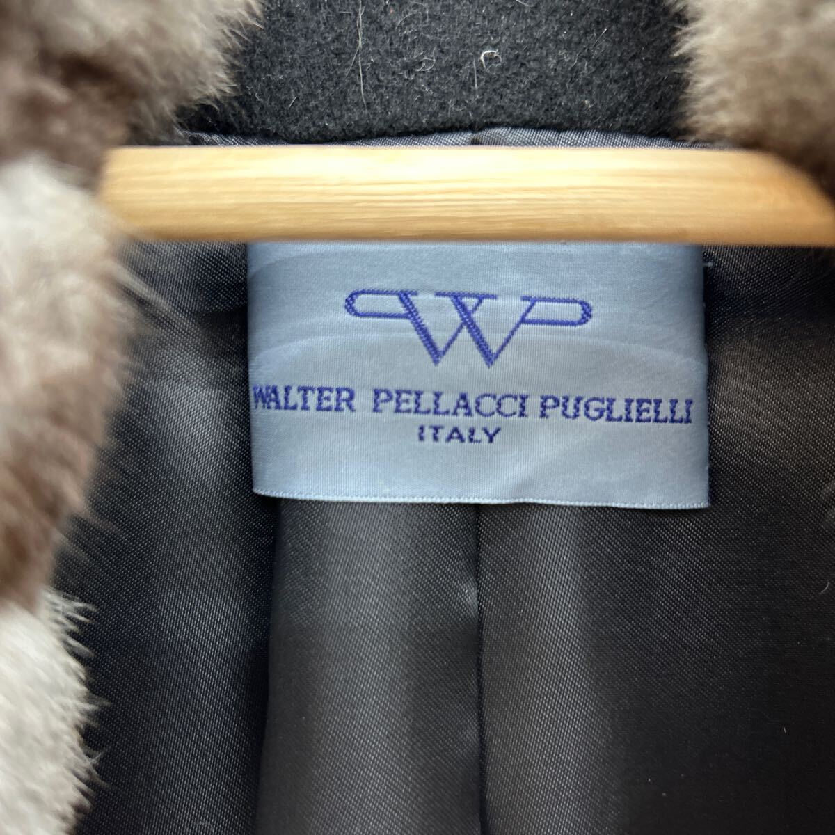 60. WALTER PELLACCI PUGLIELLI ウォルター ペラッチ プグリエリ カシミヤ×チンチラ ロング コートポイントファーブラック フリー_画像6