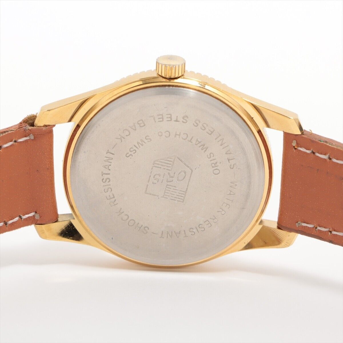  稼働 オリス SS x レザー 手巻き シャンパン文字盤 1円 腕時計 の画像2