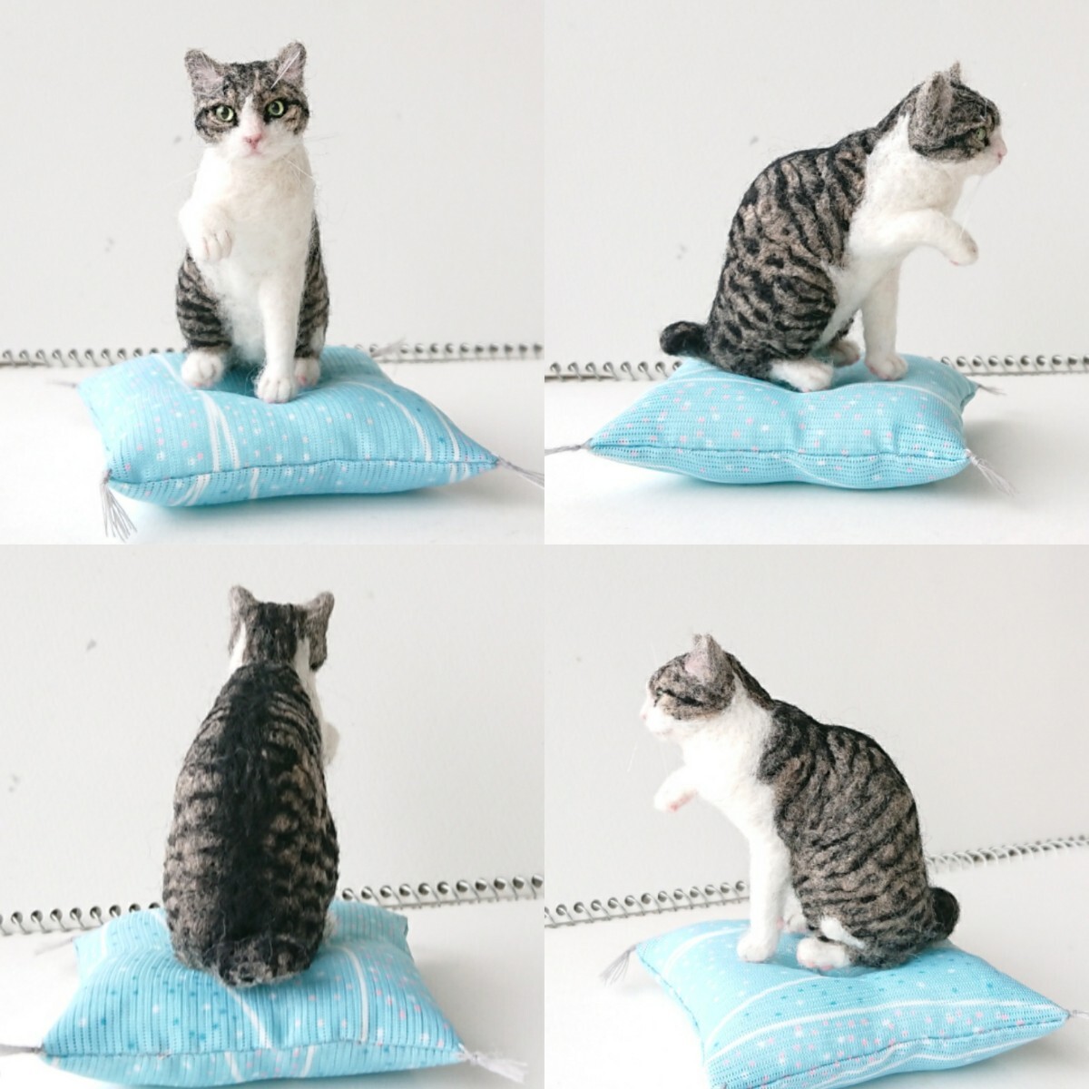羊毛フェルト猫 うちの猫(ピコ) ミニ座布団付き ハンドメイドの画像6