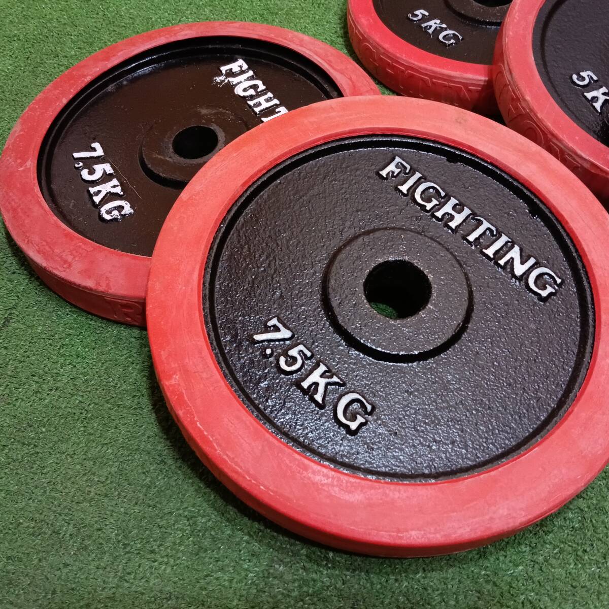 FIGHTING ROAD ファイティングロード バーベルプレートセット 1.25Kg×6/2.5Kg×6/5Kg×6/7.5Kg×2/計67.5Kg 穴径28mm 「17053」_画像7