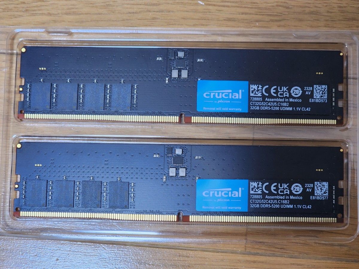 Crucial DDR5-5200 (PC5-41600) 64GB Kit (32GBx2)  CT2K32G52C42U5