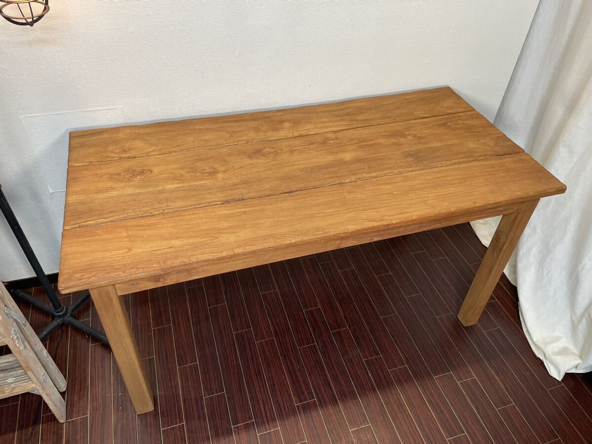 old maison チーク無垢材 ダイニングテーブル オールドメゾン w145×d69×h73 チークウッド 木製 作業台 ラスティック 古材
