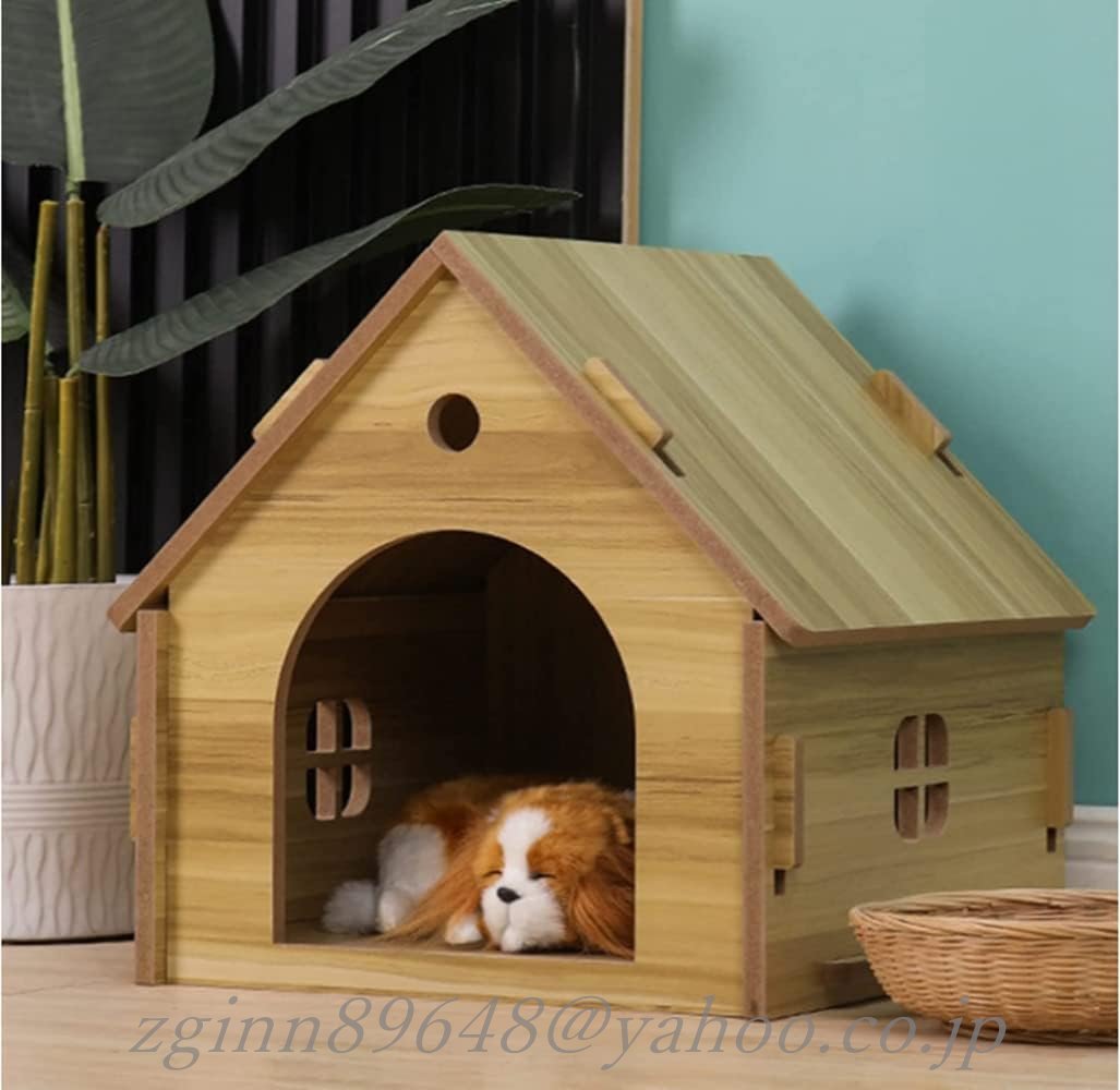 ペットハウス 犬 室内 木目調 サイズ 屋外 猫ハウス 窓付き 組み立て簡単 工具不要 犬小屋 猫小屋 木製ゲージ 小型犬 (XL)_画像3