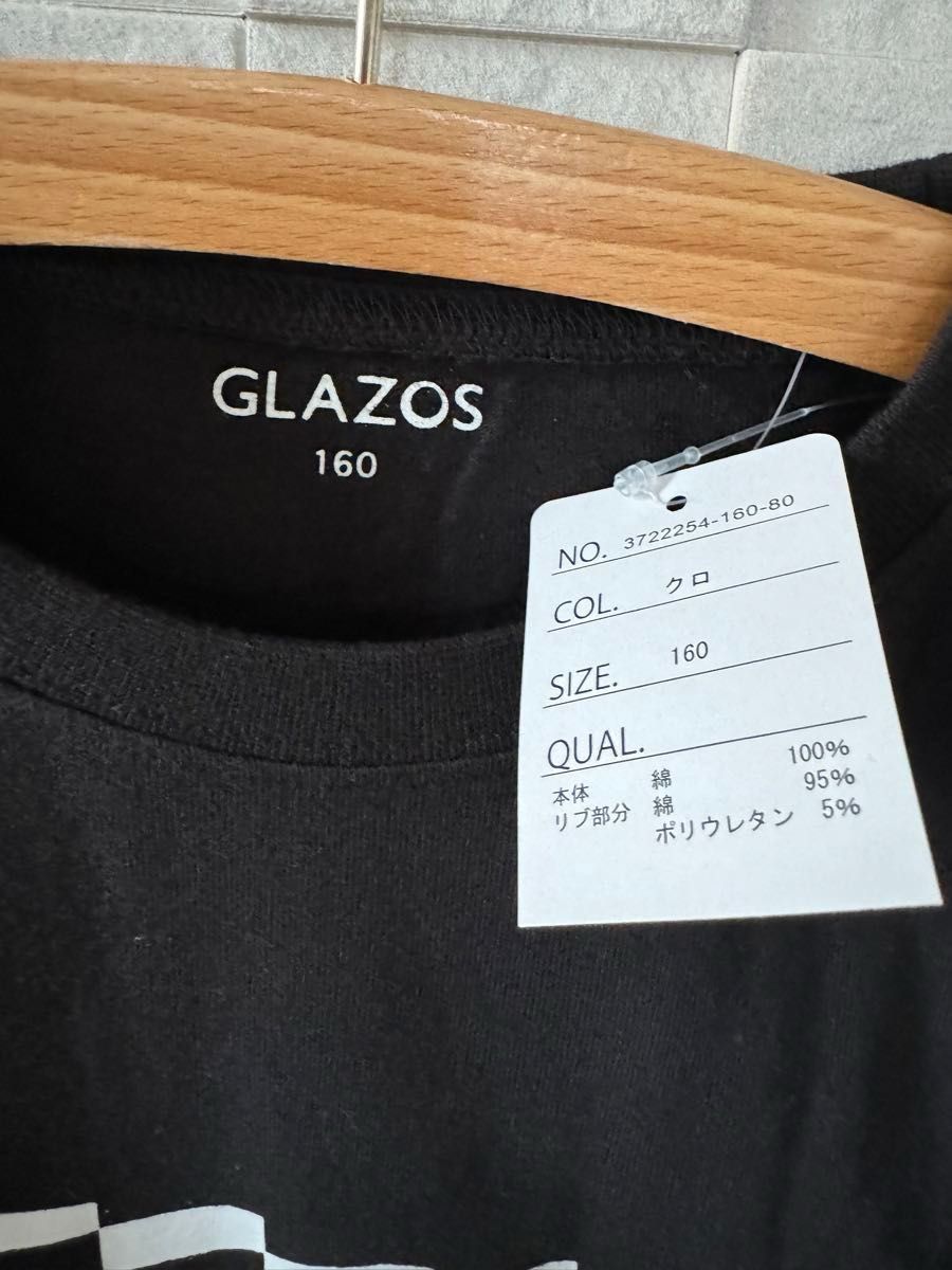GLAZOS グラソス 天竺・ドロップショルダーBOXチェッカープリント半袖Tシャツ 160cm  ナルミヤインターナショナル