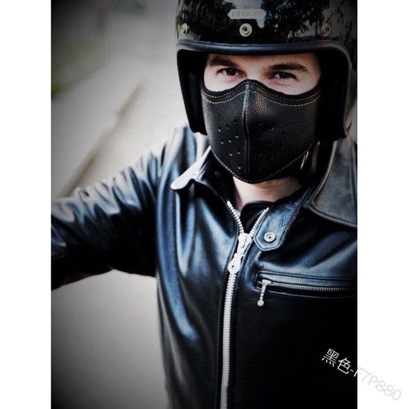 フェイスマスク ブラック PUレザー バイク フェイスガード オートバイ  防寒の画像1