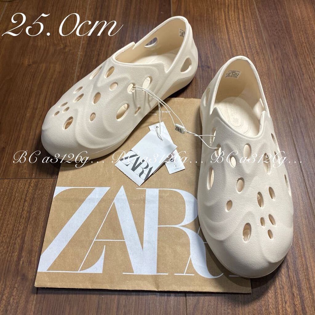 新品 ZARA クロッグサンダル 25.0cm 38 一体成型 レディース ザラ サンダル スニーカー シューズ yeezyタイプ イージーフォームランナー_画像1