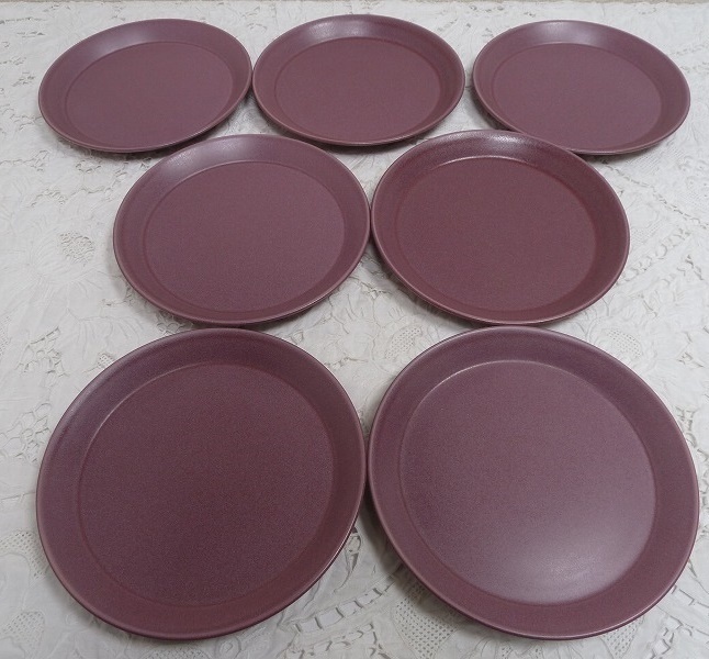 (*BM)COUNTRY SIDE MICROWAVE/KOYO JAPAN/ light . ceramics 21. plate 7 sheets purple purple Country side plain plate simple made in Japan Western-style tableware 