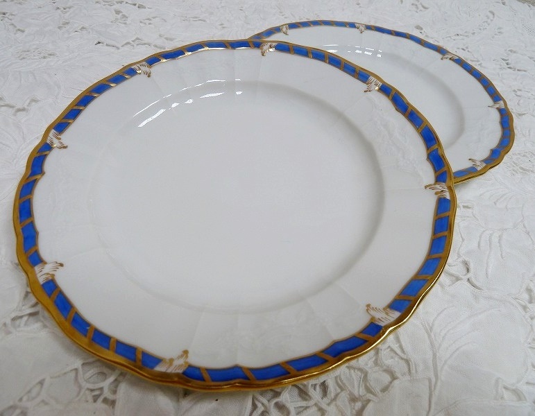 (*BM) Berlin /KPM deep plate plate 20.2 sheets desert plate medium-sized dish blue × Gold Konigliche Porzellan-Manufaktur Berlin classic retro West 