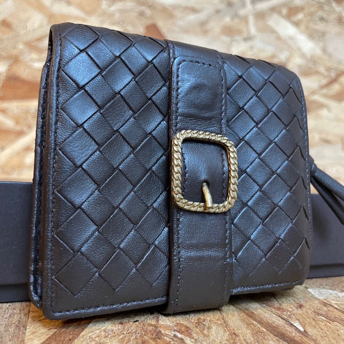 1円~美品 ボッテガヴェネタ イントレチャート ラウンドファスナー BOTTEGA VENETA 財布 男女 小銭入れ 新型 ■_画像1