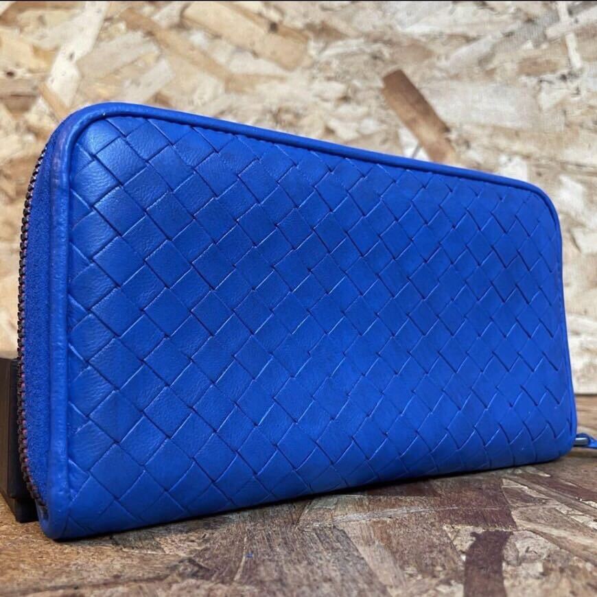 1円~美品 ボッテガヴェネタ イントレチャート ラウンドファスナー BOTTEGA VENETA 長財布 男女 小銭入れ 新型 ラムレザー■バイカラー■■_画像2