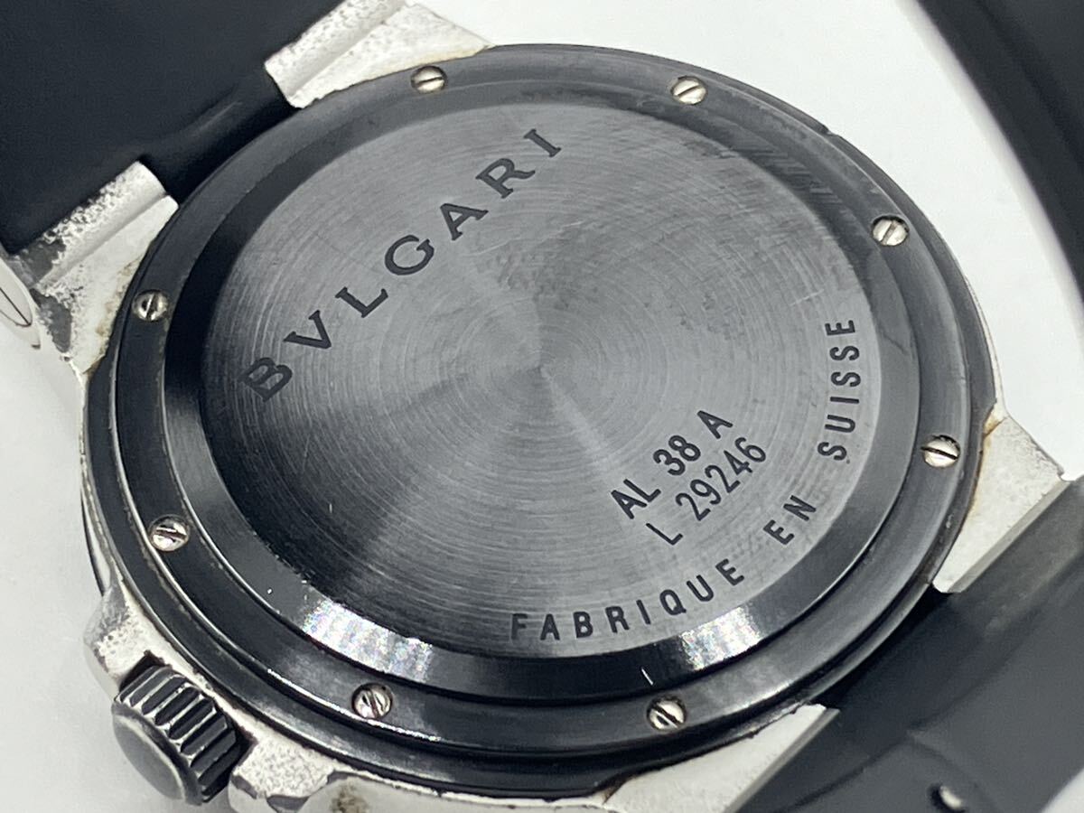 24022682003 ★1円〜！★ BVLGARI ブルガリ AL38A アルミニウム 自動巻き シルバー文字盤 デイト 腕時計 メンズ レディース 稼動品 中古_画像8