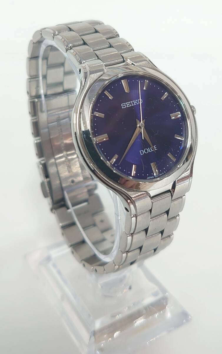 4-16971【現状品 キングラム】腕時計 メンズ QZ SEIKO セイコー DOLCE ドルチェ 8J41-0A10 ブルー文字盤 電池交換済 ジャンク扱い_画像1