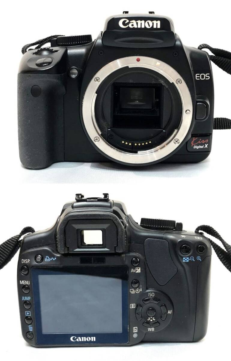 4-12308【現状品 キングラム】カメラ Canon EOS Kiss DigitalX キャノン キス デジタル EF-S 18-55/3.5-5.6 55-200/4.5-5.6 ジャンク扱い_画像3