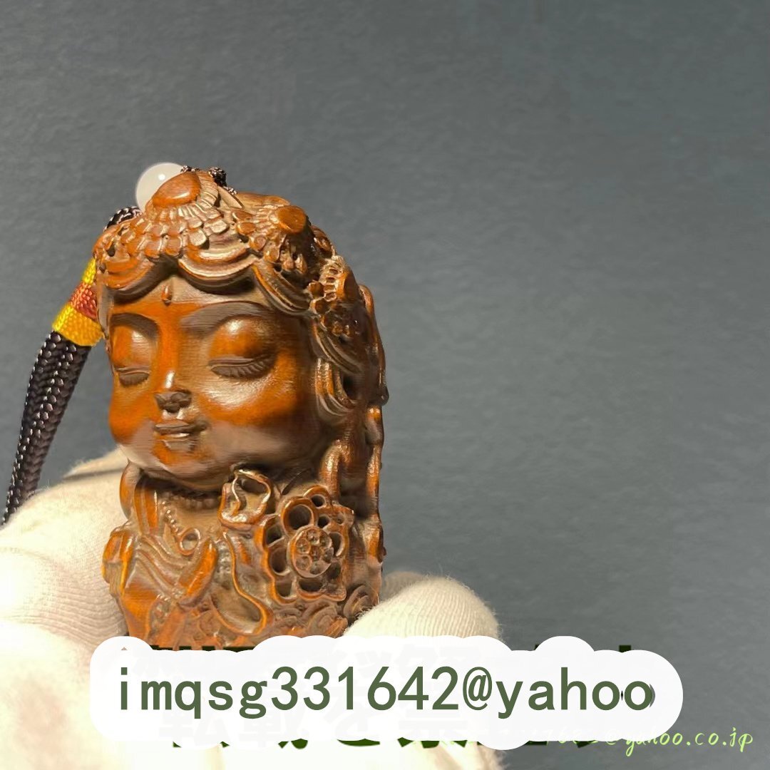 極上品 緑度母 仏教工芸品 細工精彫 根付 菩薩 仏像 彫刻 木彫り 緑度母天珠_画像5