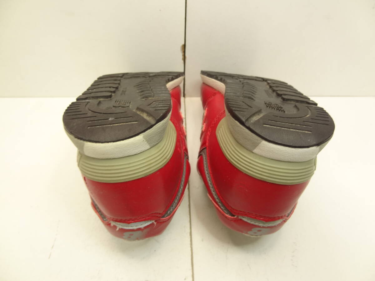 全国送料無料 ニューバランス new balance 576 子供靴キッズ女の子 赤色 レザータイプ素材ランニングスニーカーシューズ 21cmの画像6