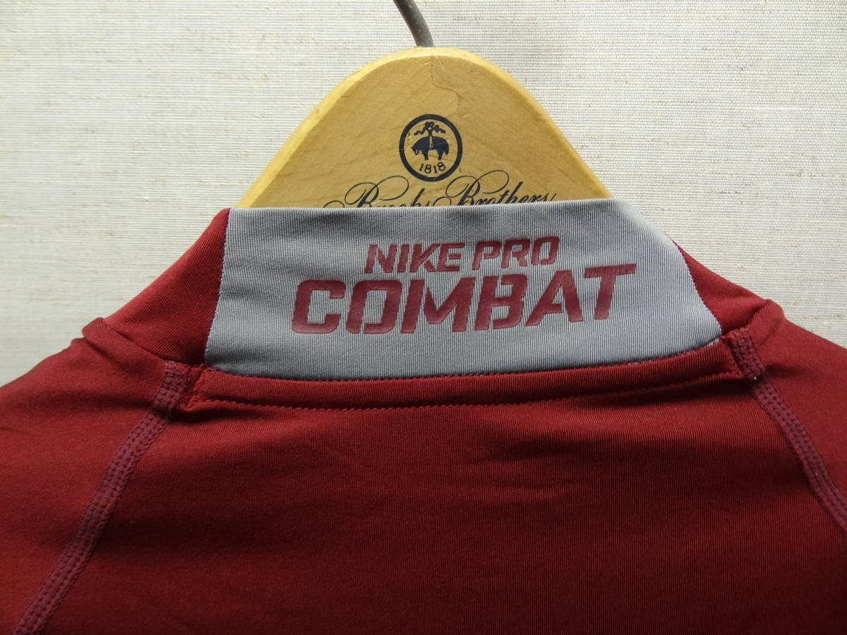 全国送料無料 ナイキ NIKE PRO COMBAT コンプレッション メンズ ポリ＆ウレタン素材 ワイン色 長袖 Tシャツ Mサイズ