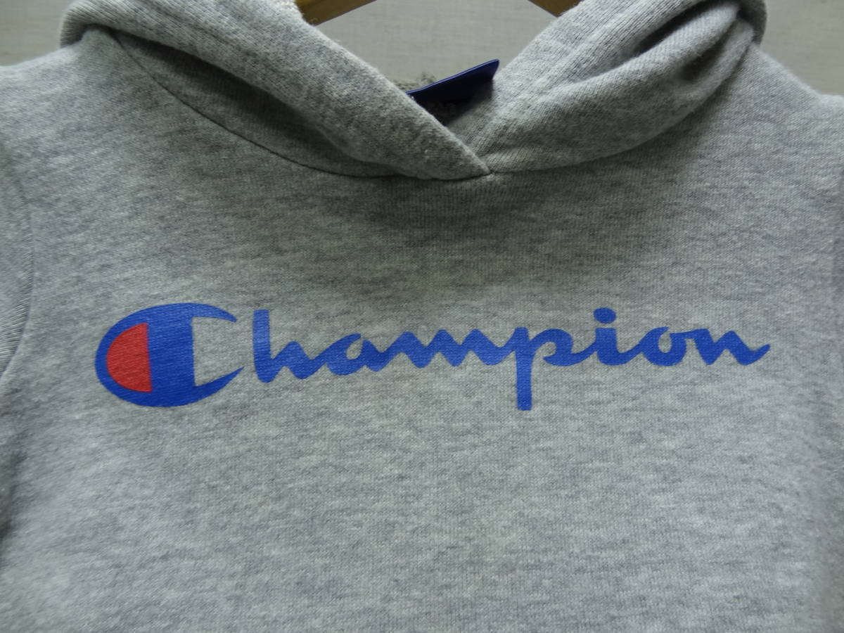 全国送料無料 チャンピオン Champion 子供服キッズベビー男＆女の子 杢グレー色スウェットプルパーカー Aラインチュニック ワンピース 80_画像4