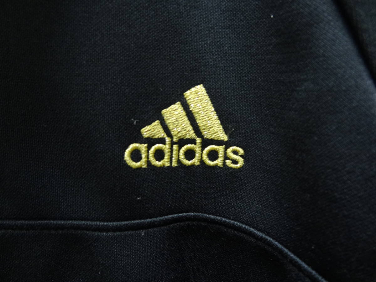  nationwide free shipping regular goods Adidas adidas lady's poly- 100% black X lame entering gold color shoulder line jersey jersey tops M size 
