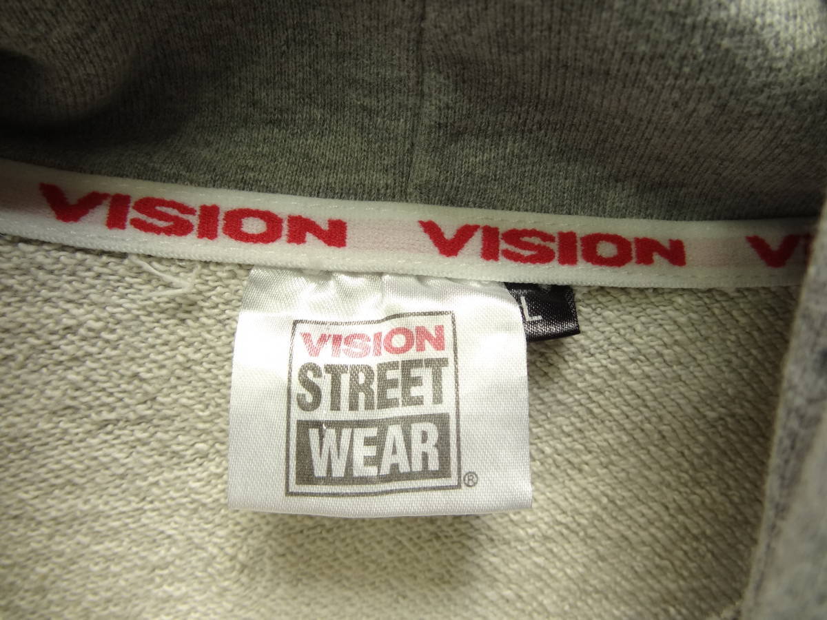 全国送料無料 ビジョンストリートウェアー VISION STREET WEAR メンズ 杢グレー色 胸ポケット付き プルオーバースウェットパーカー L_画像2