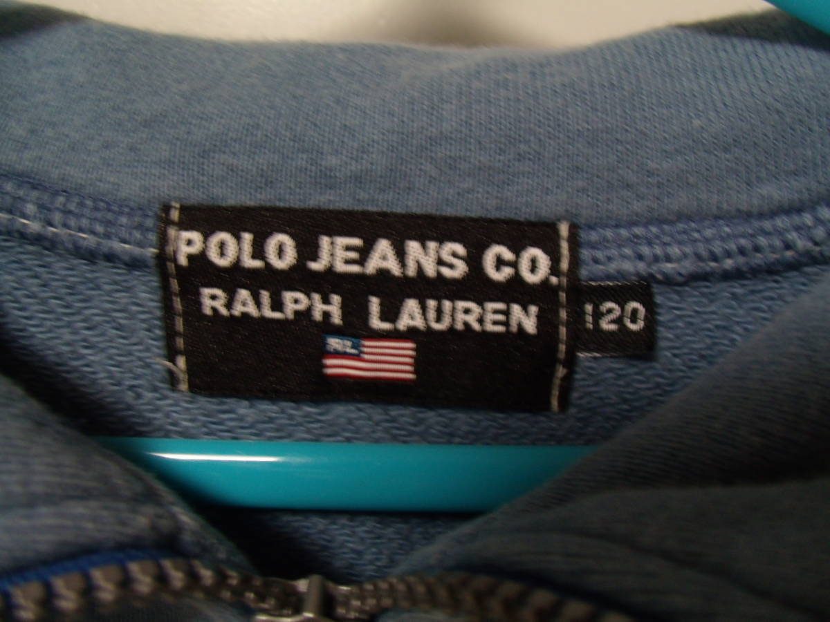 全国送料無料 正規品 ポロジーンズPOLO JEANS RALPH LAUREN 子供服キッズハーフジップブルーグレー色長袖スウェットシャツ トレーナー 120_画像3