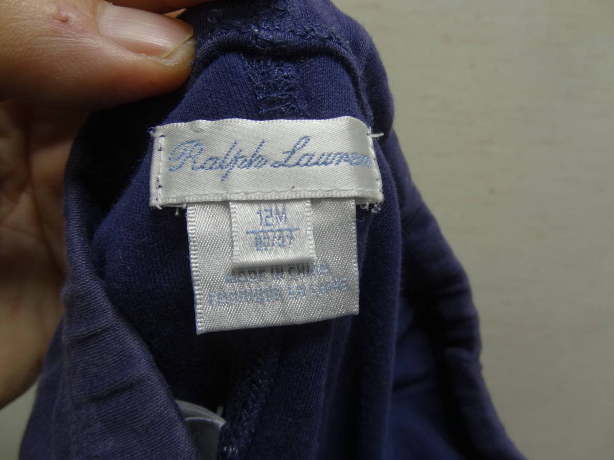 全国送料無料 ポロラルフローレン POLO RALPH LAUREN 子供服キッズベビー男の子 ワンポイント刺繍 紺色カットソーパンツ 80(12)_画像2