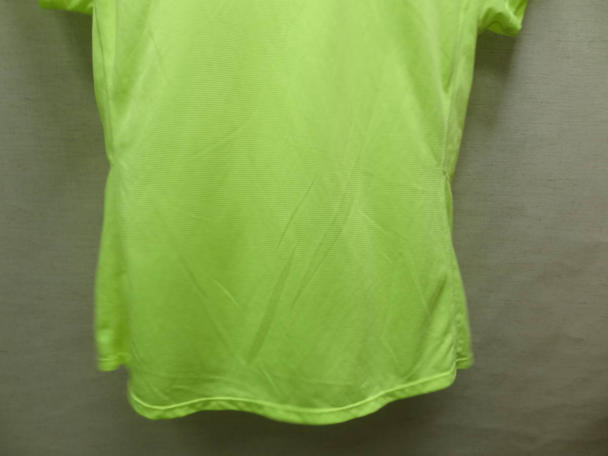 全国送料無料 ニューバランス new balance レディース ポリエステル100％ ランニング等スポーツ用 半袖 黄緑色 スポーツTシャツ L(165/88A)