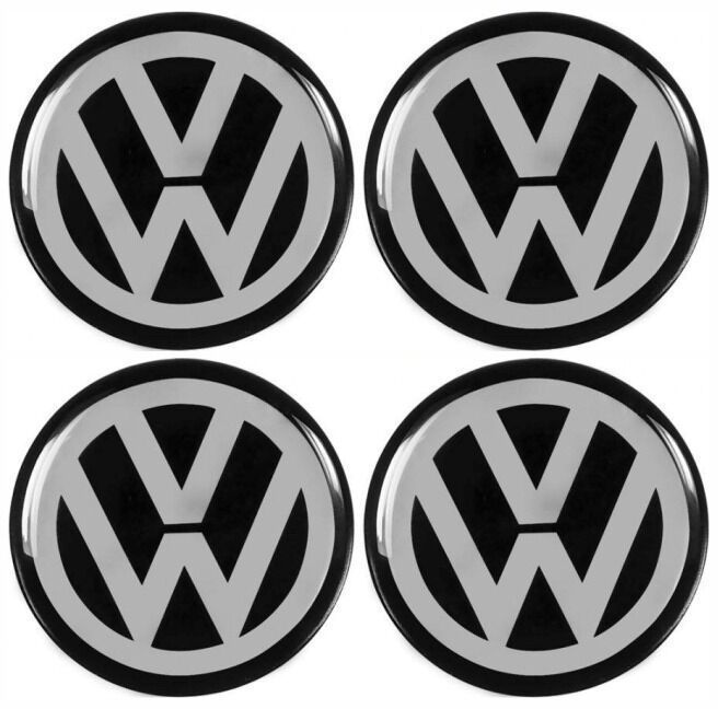 エンブレム 丸 86mm VW Volkswagen フォルクスワーゲン ブラック 黒 クラシック ロゴ ホイールキャップ 4枚 セット キット ヴィンテージ_画像1