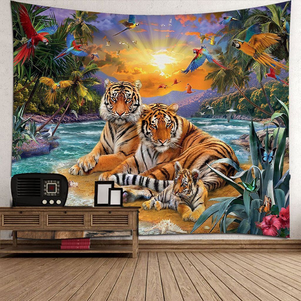 タペストリーF67　タイガー　トラ　ジャングル　トロピカル　猛獣　森林　大自然　壁アート　デコレーション　背景布　_画像3