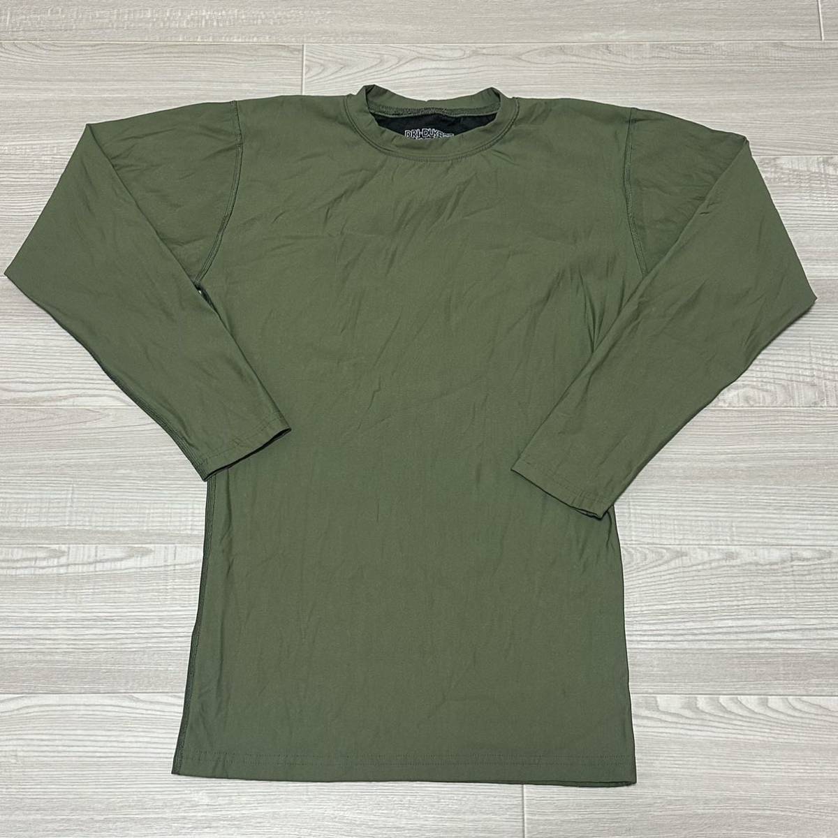 沖縄 米軍実物 USMC DRI-DUKE Tシャツ トレーニング ランニング OD SMALL (管理番号CDE209)の画像1