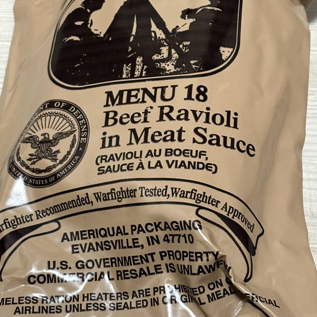 沖縄 米軍実物 MRE MEAL READY TO EAT AMERIQUAL レーション MENU 18 2023/05 検品 (管理番号RE03!)の画像3