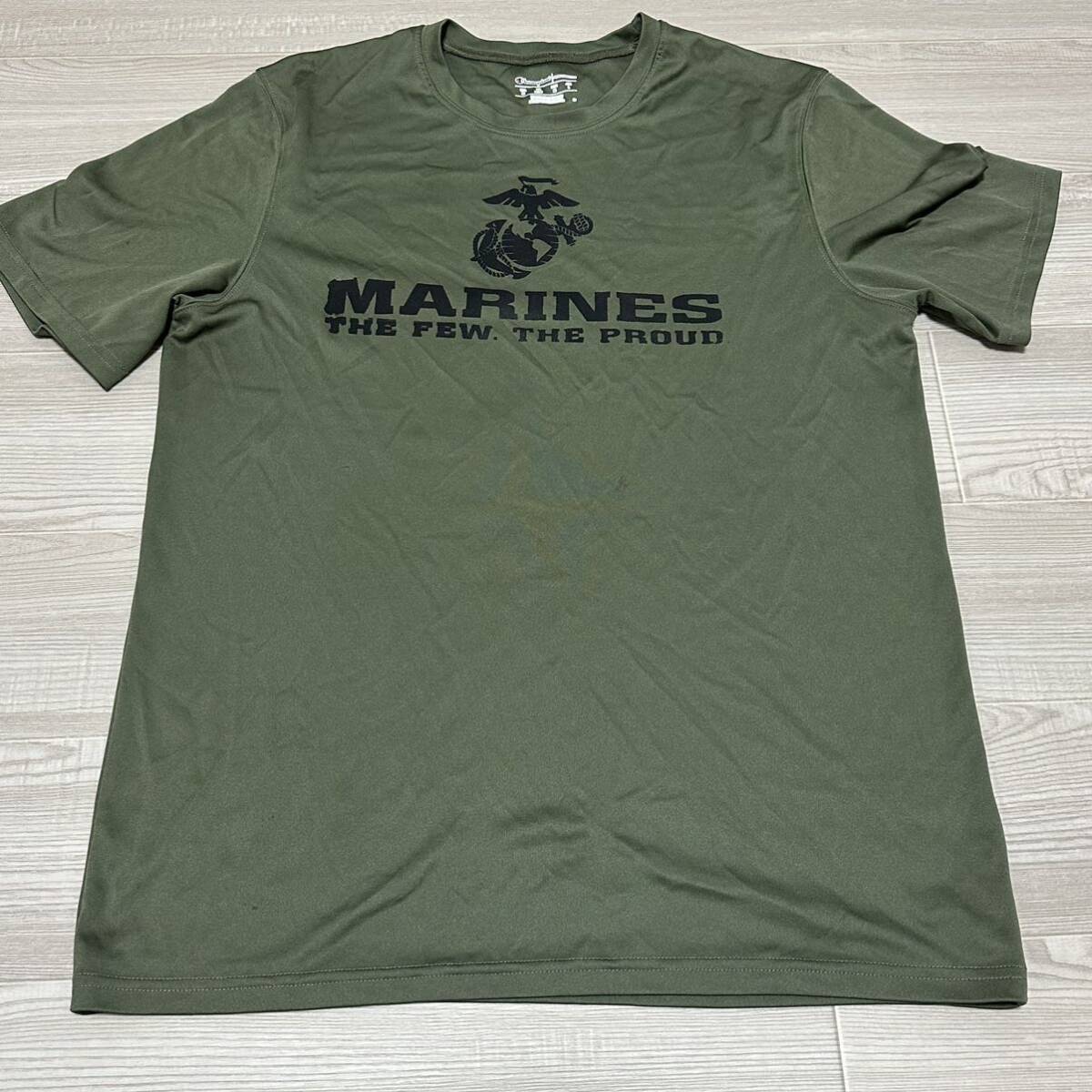 ☆CHAMPION☆ 沖縄 米軍放出品 USMC MARINE チャンピオン ミリタリー 半袖 Tシャツ オシャレ MEDIUM OD (管理番号EFG116)の画像1