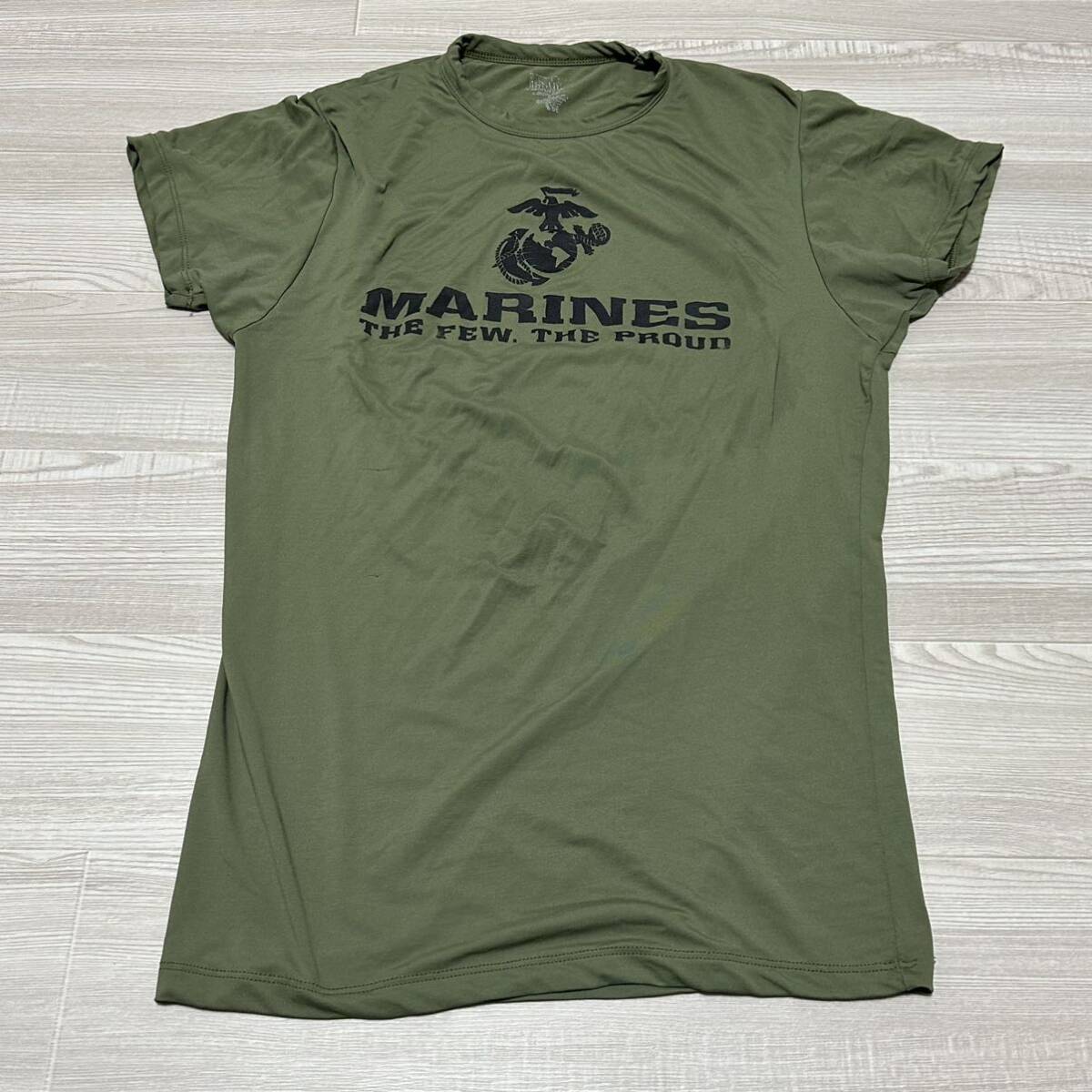 ☆人気商品☆ 沖縄 米軍実物 USMC ISSUE Tシャツ トレーニング ランニング OD SMALL (管理番号XY180)の画像1