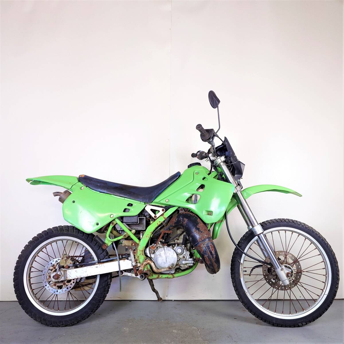 【KAWASAKI KDX125SR DX125A 91年式】1円スタート! 始動確認済 レストアベース 鍵/書類付 欠品多め 旧車 原付二種 2スト【埼玉/熊谷】P434の画像1