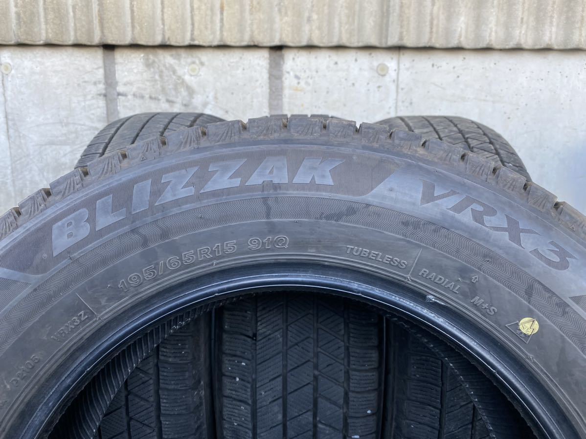 ツ4118　送料無料☆深溝スタッドレス　BRIDGESTONE ブリヂストン BLIZZAK VRX3　195/65R15 91Q　4本価格　2021年製_画像9