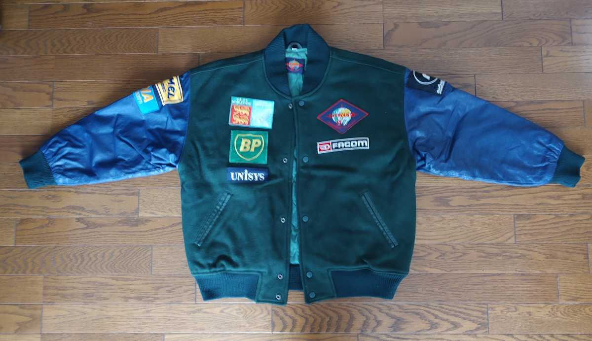 貴重 当時物 1989 ラルースF1 ブルゾン ジャケット 両袖牛皮 サイズL レトロ ビンテージ レアの画像1