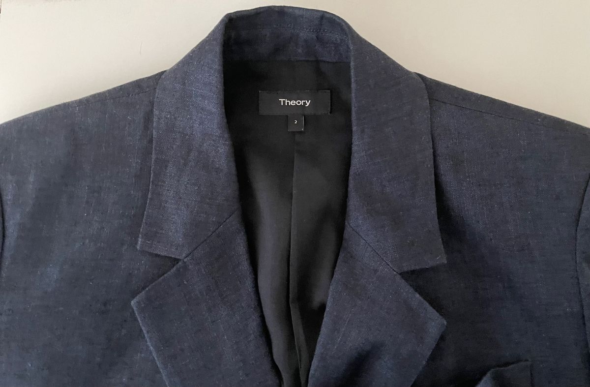 Theory ECO SHARKSKIN リネン ダブルジャケット ネイビー 紺 2 M Theory ECO SHARKSKIN リネン ダブルジャケット ネイビー 紺 2 M