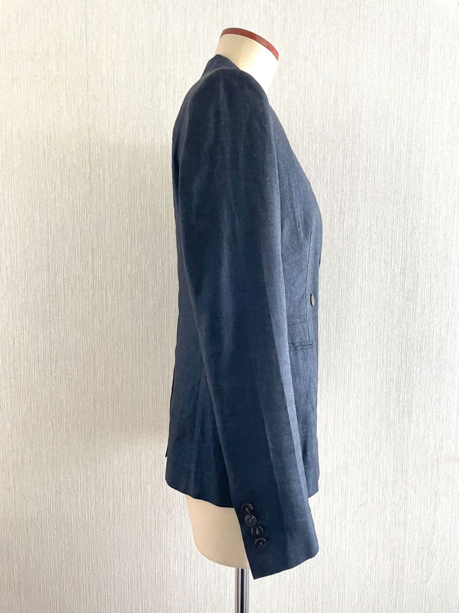 Theory ECO SHARKSKIN リネン ダブルジャケット ネイビー 紺 2 M Theory ECO SHARKSKIN リネン ダブルジャケット ネイビー 紺 2 M