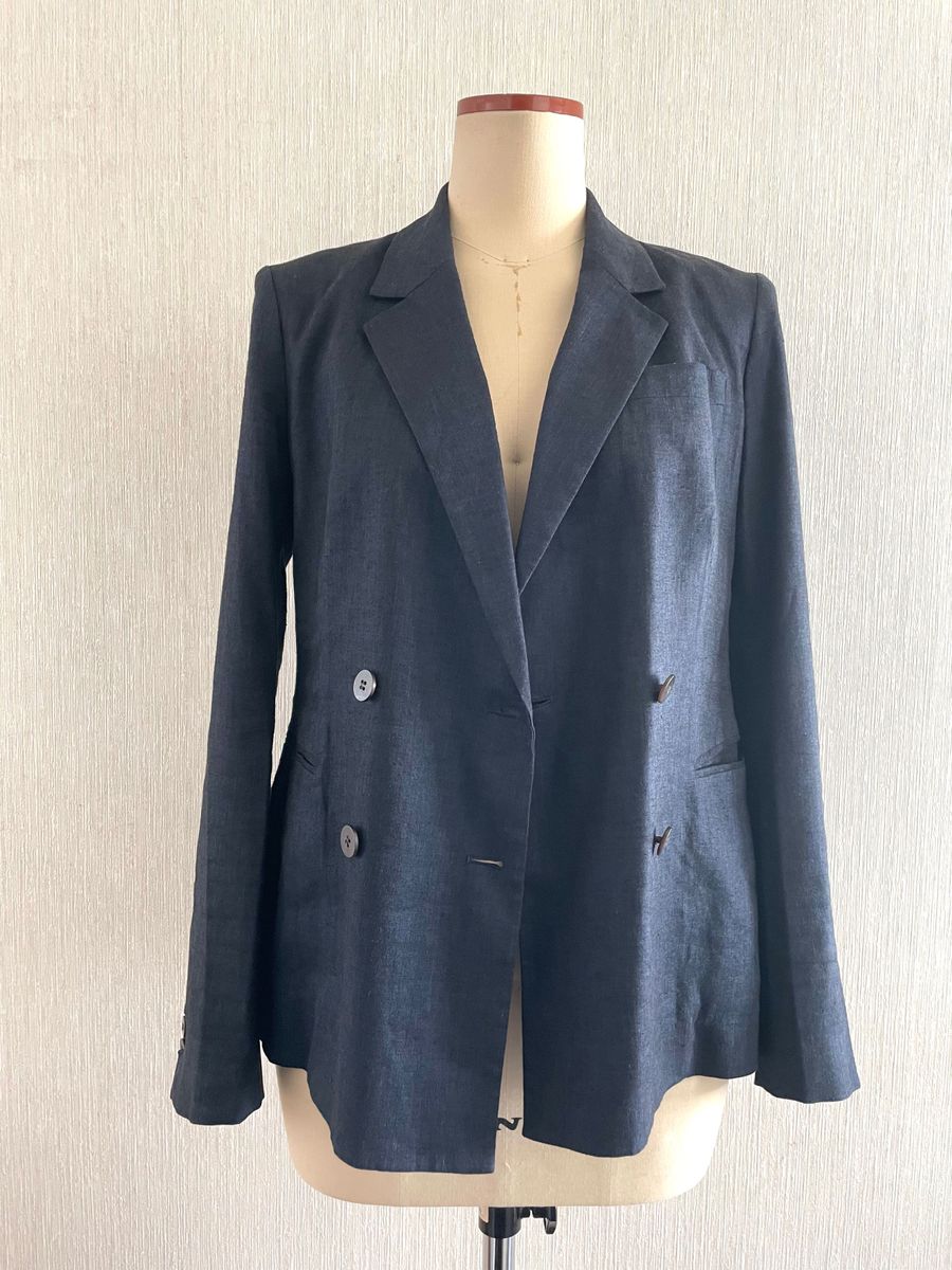 Theory ECO SHARKSKIN リネン ダブルジャケット ネイビー 紺 2 M Theory ECO SHARKSKIN リネン ダブルジャケット ネイビー 紺 2 M