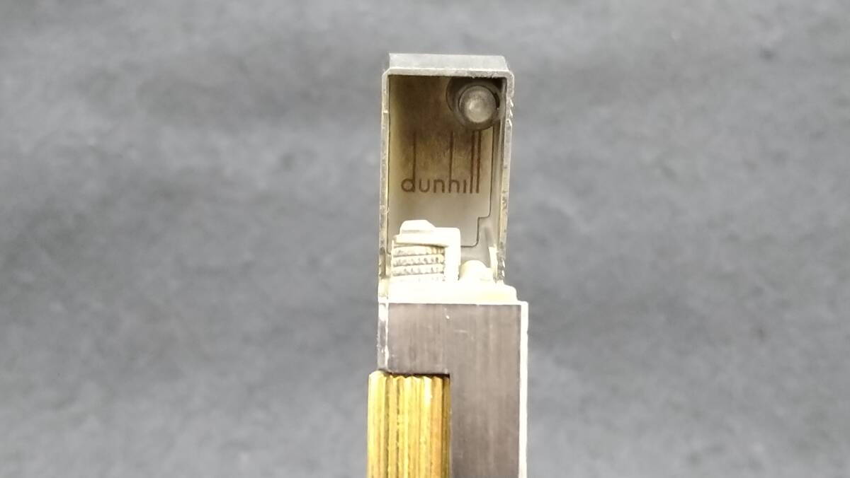 k1209 dunhill ダンヒル ガスライター シルバー×ゴールドカラー 火花○ 着火△ 中古品 現状品 60サイズ発送_画像8