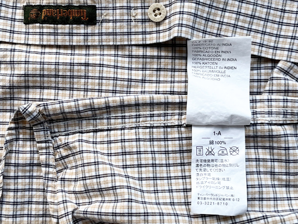 Timberland ティンバーランド チェック柄ボタンダウンシャツ XLサイズ ユーズド品_画像7