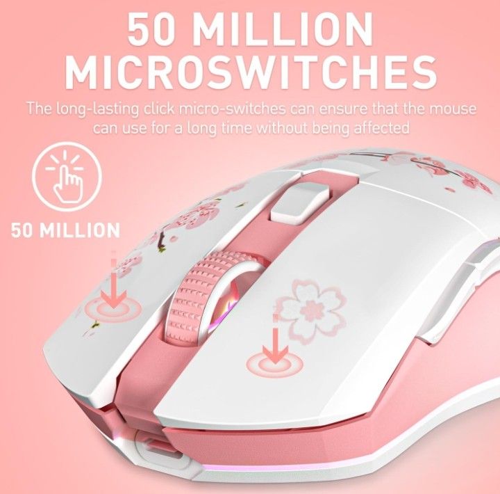 ワイヤレスマウス マウス ゲーミング ワイヤレス ゲーミングマウス Bluetooth　桜ピンク　ピンク　プレゼント　