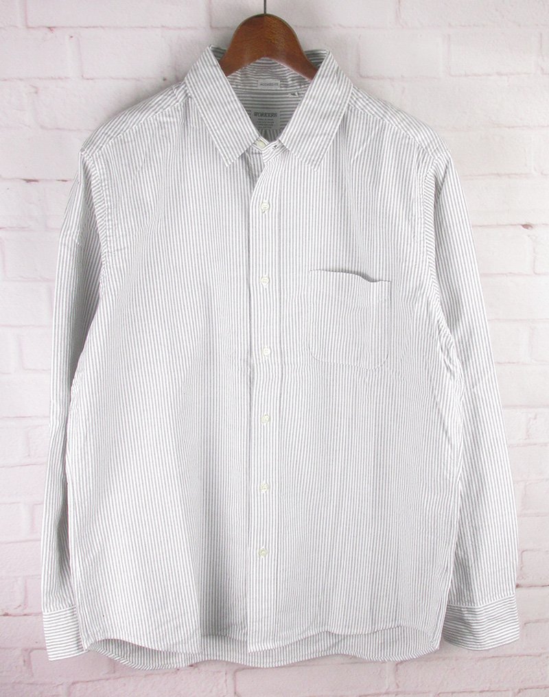 AS8076 WORKERS ワーカーズ Modified Regular Collar Shirt ストライプ レギュラーカラーシャツ 16 美品_画像1