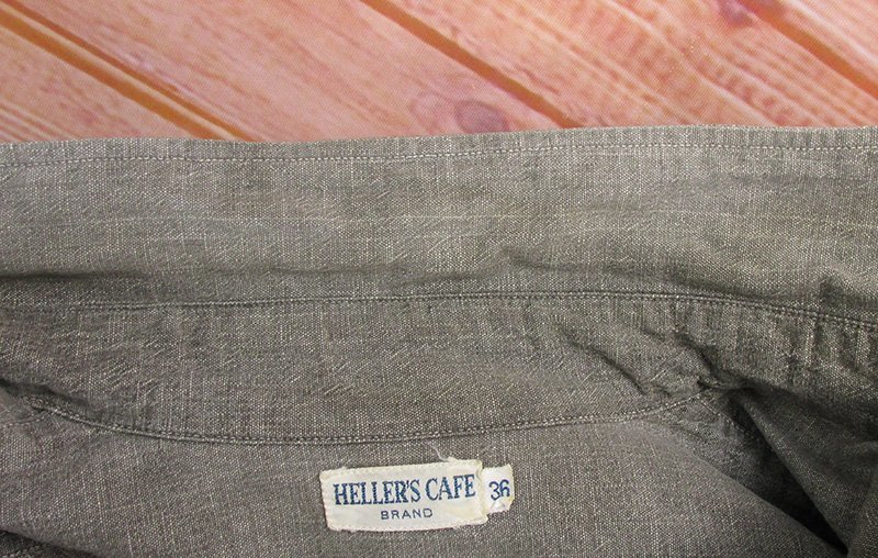 LAS8098 HELLER'S CAFE ヘラーズカフェ ブラックシャンブレー ワークシャツ グレー系 36_画像8