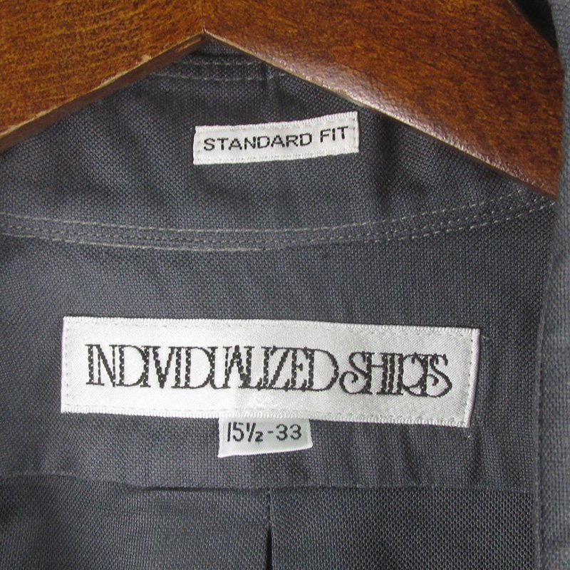 AS8157 INDIVIDUALIZED SHIRTS インディビジュアライズドシャツ ボタンダウンシャツ 15 1/2-33 チャコール系_画像3