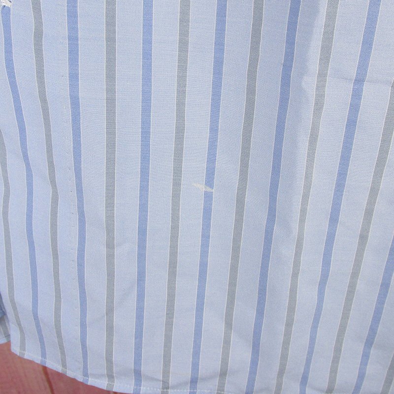 MAS8194 LUIGI BORRELLI ルイジボレッリ ストライプ ドレスシャツ ホリゾンタルカラー フレンチカフス ブルー系 15/38の画像6