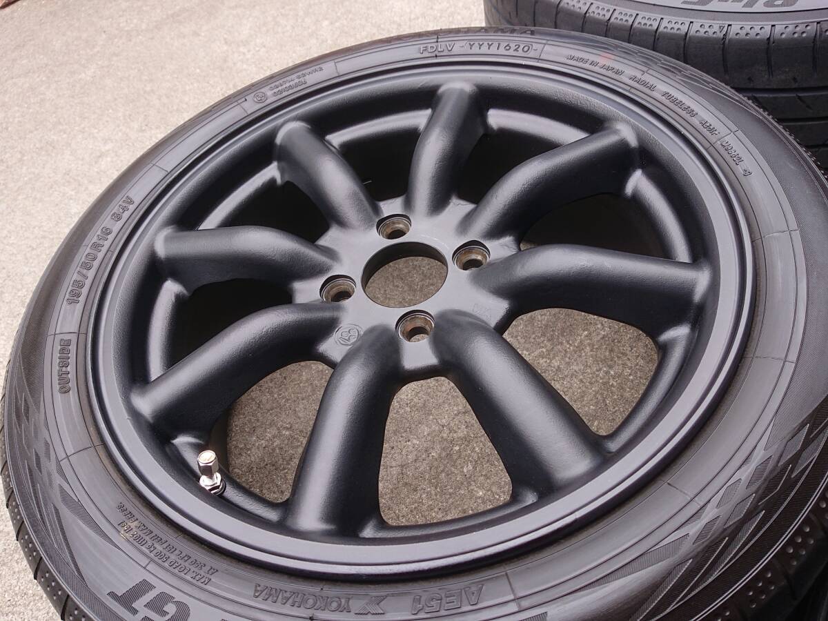 希少!RS watanabe ワタナベ エイトスポーク 16インチ 7J OFF+48 4H PCD100 F8Fタイプ 195/50R16 4本 アクア ヤリス フィット スイフト等の画像3