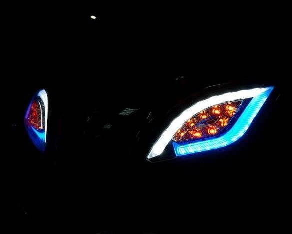 デイライト ブルー LED フラッシャーセット　ライトスモークレンズ フロントウインカーセット シグナスX3型 SE44J/1YP SE465_画像2
