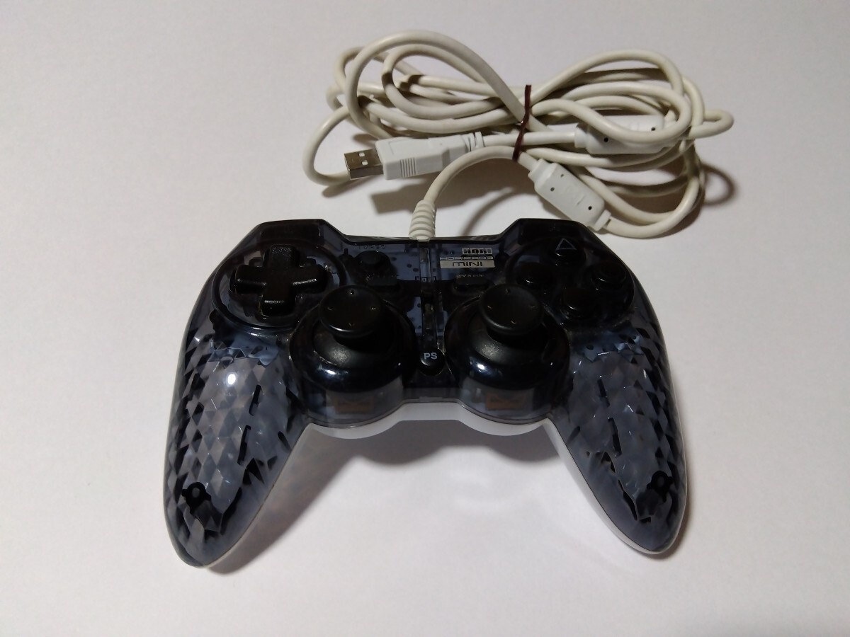PS3 ワイヤードコントローラー HORI PAD3 mini クリアブラック 連射 ホリ_画像1